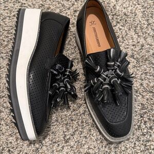 Johnston & Murphy Gracelyn Perfed Tassel Slip-On black glitter size 6 NWOT